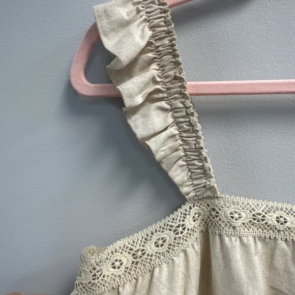 ELASTIC RUFFLE STRAPS GUIPURE TRIM TANK TOP - Picture 3 of 3